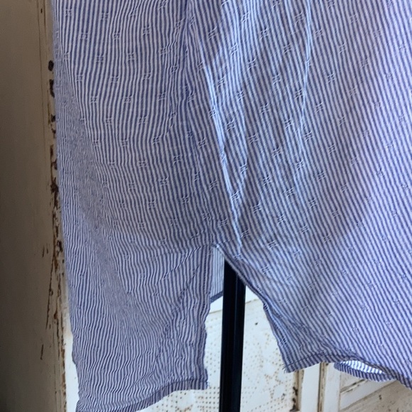 Free People blue white stripe button down split back cotton long sleeve shirt - Picture 10 of 16